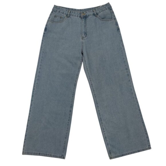 Nova Blue Women's Light Wash Wide Leg Denim Jeans with Back Pocket Design, 2XL - Picture 1 of 8